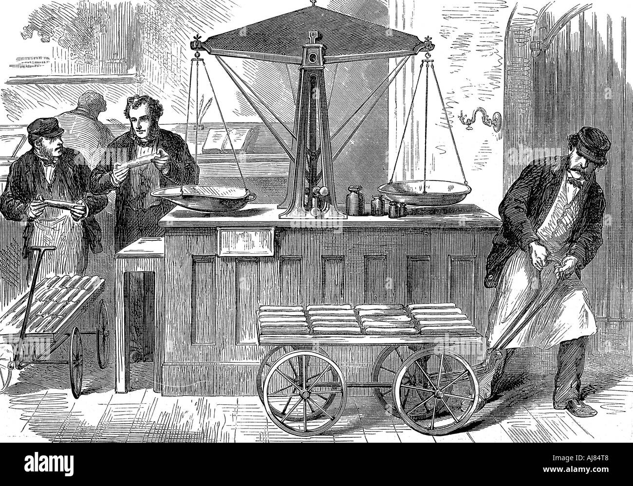 Entrance to the bullion vaults of the Bank of England, London, 1872. Artist: Unknown Stock Photo