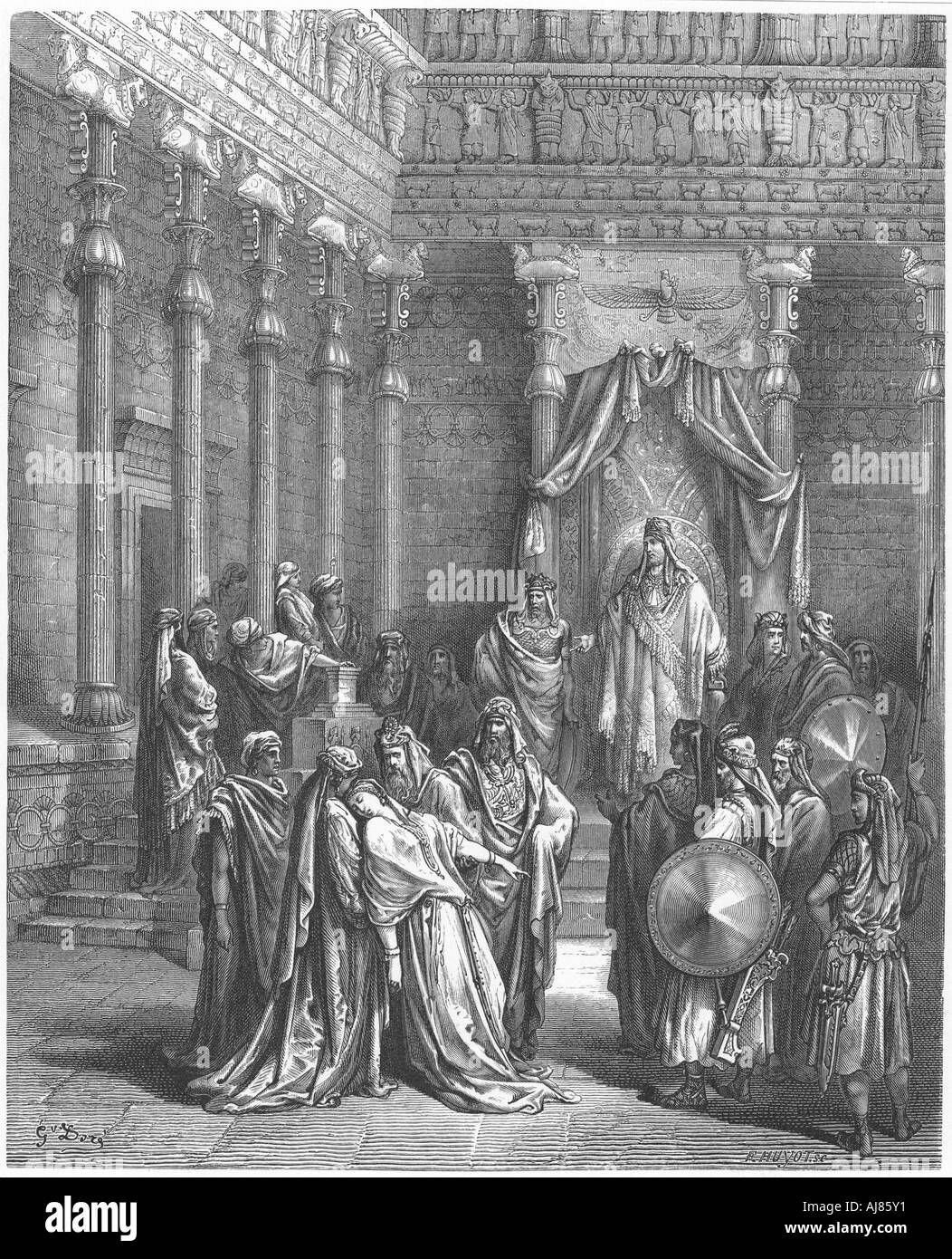 Esther in the presence of Ahasuerus, 1866. Artist: Gustave Doré Stock Photo