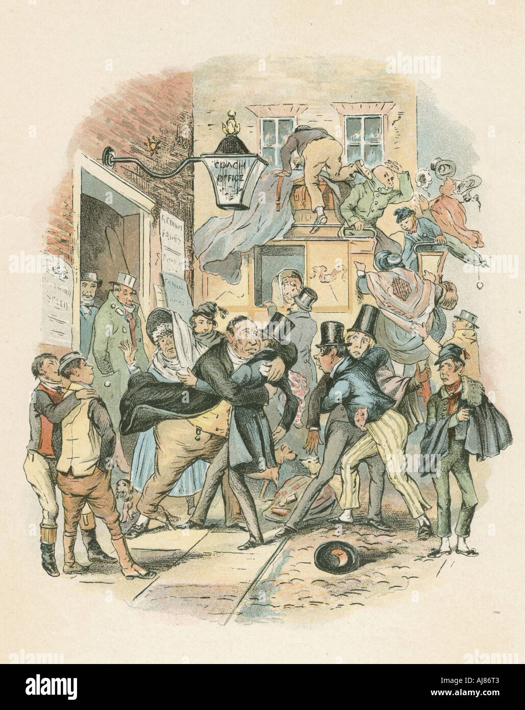 Scene from Nicholas Nickelby by Charles Dickens, 1838-1839. Artist: Hablot Knight Browne Stock Photo