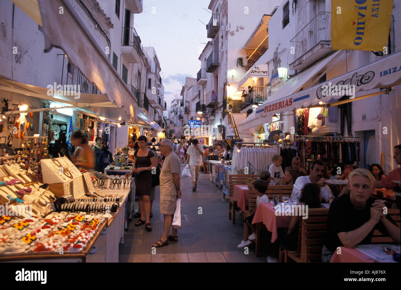 View inside shopping street in the evening Sa Penya Ibiza City Ibiza ...