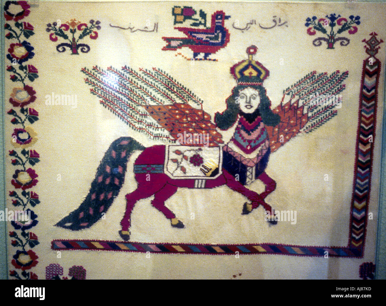 Al-Buraq, the winged horse that carried Mohammed. Artist: Unknown Stock Photo