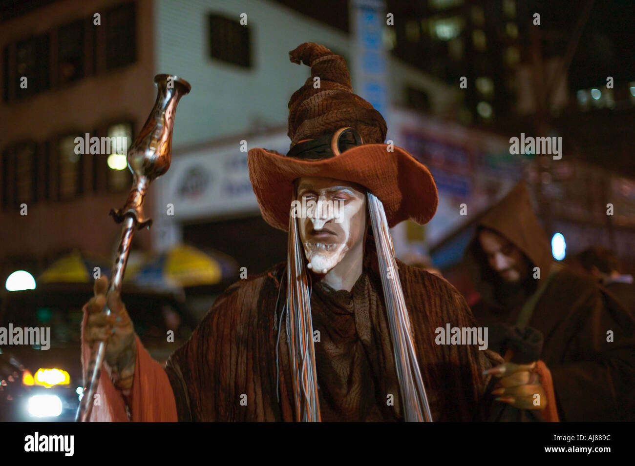 Costumed revelers at annual Greenwich Village Halloween parade New York