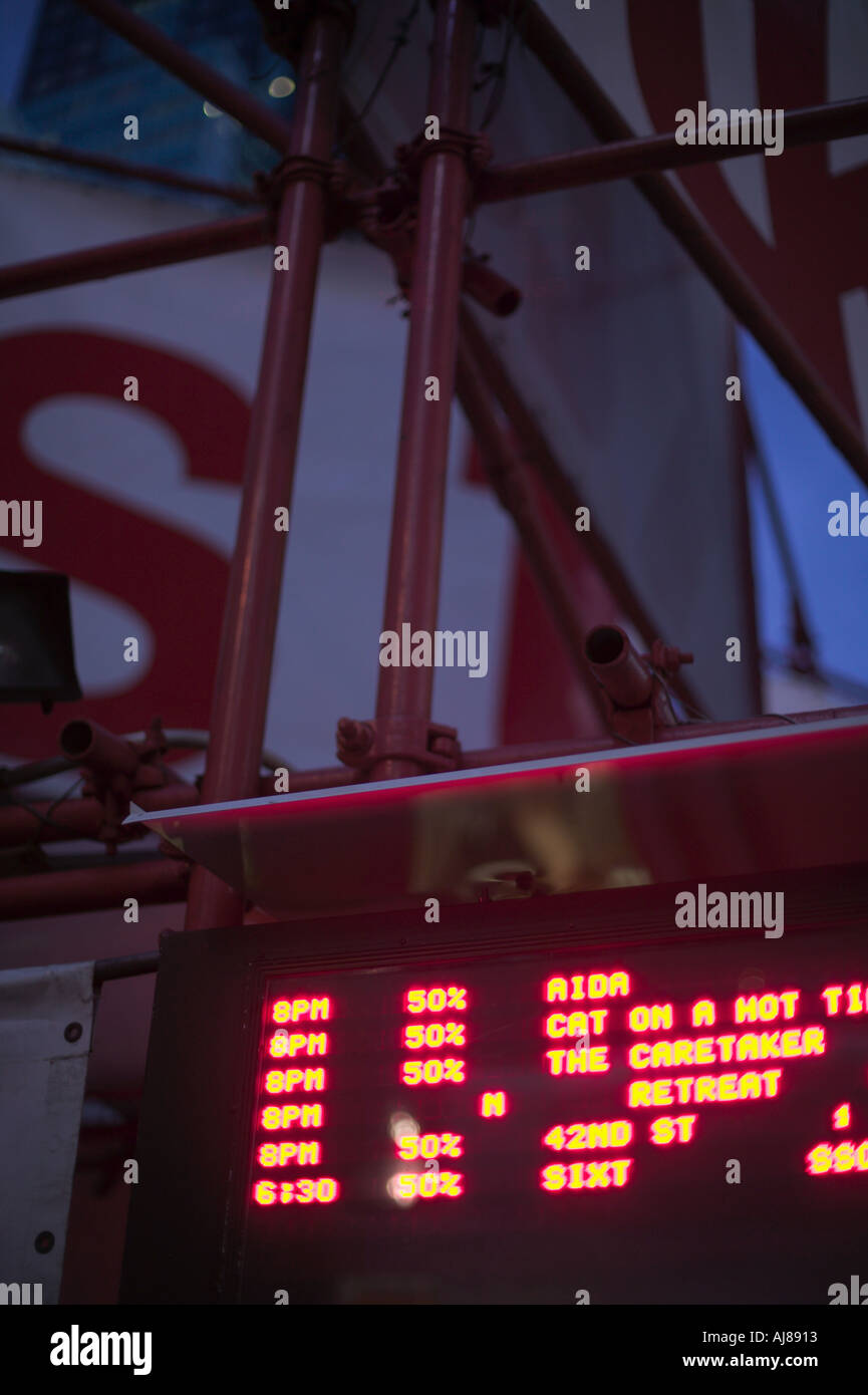 Discount Broadway Show ticket prices sign at Ticket Ticket in Times