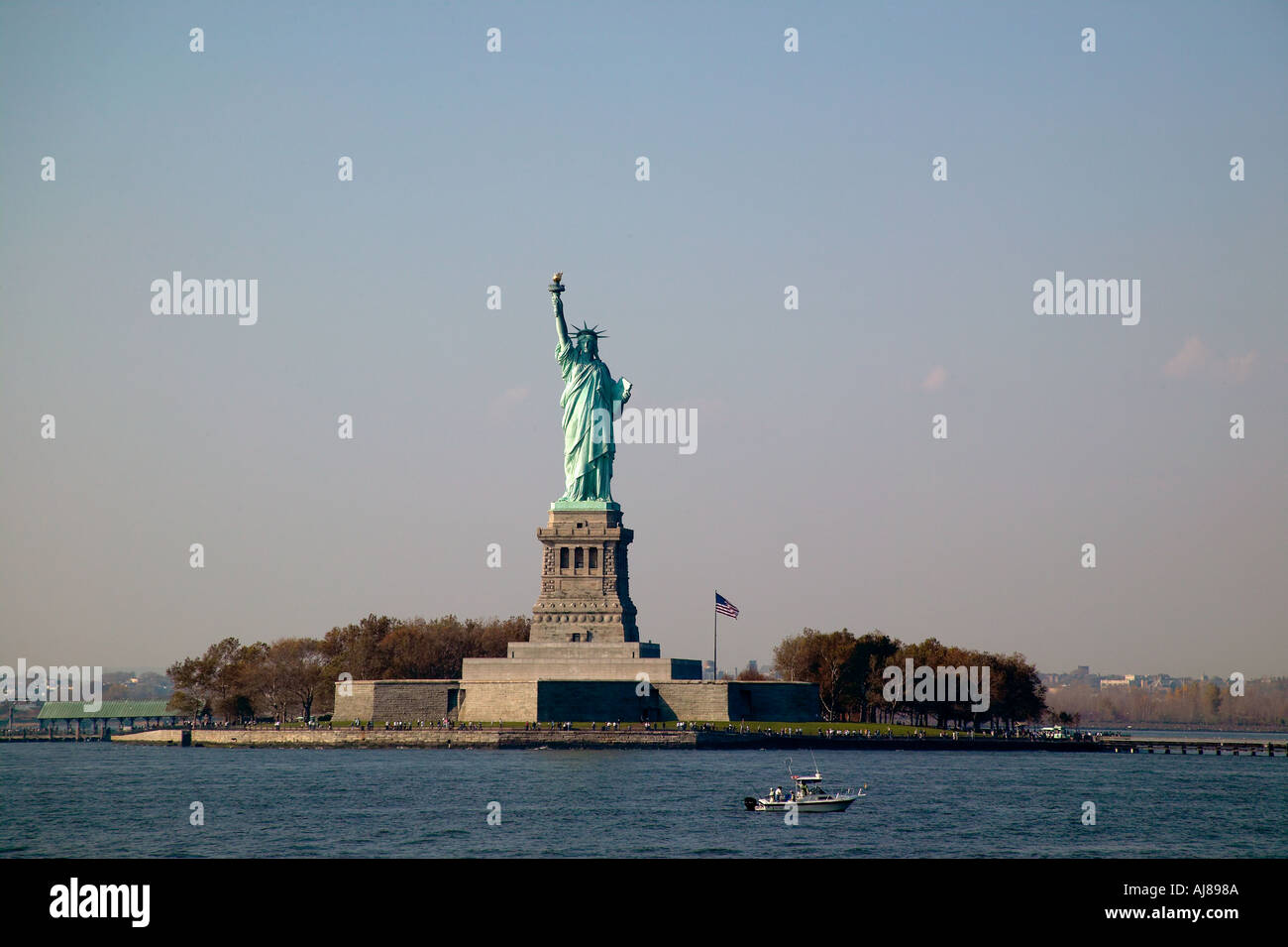 Statue of Liberty view from the Staten Island Ferry New York NY Stock Photo