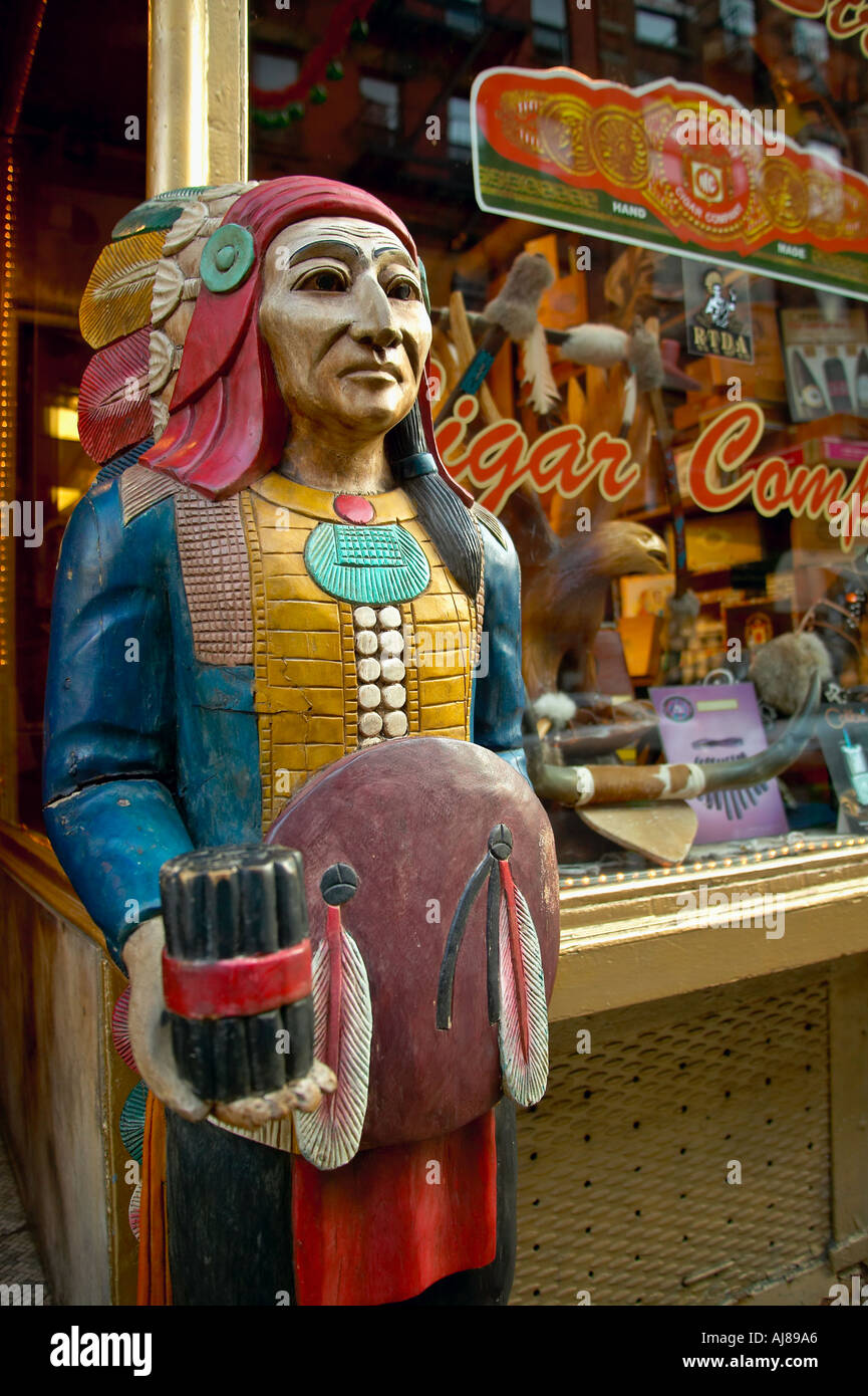 Cigar store Wooden Indian at Mulberry Street cigar store in Little