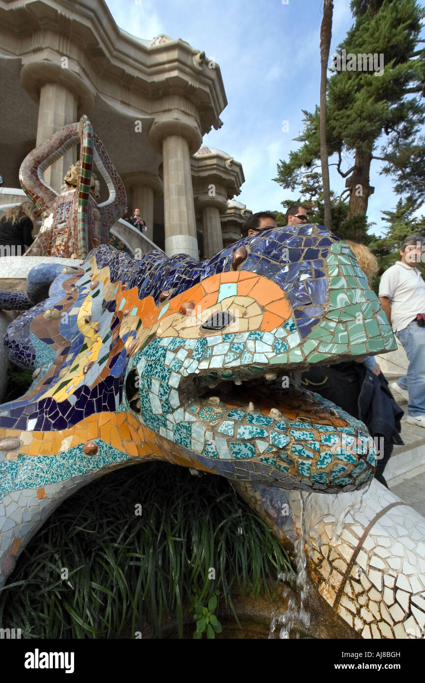 Decorative Lizard at Parc Guell, Barcelona, Spain Stock Photo