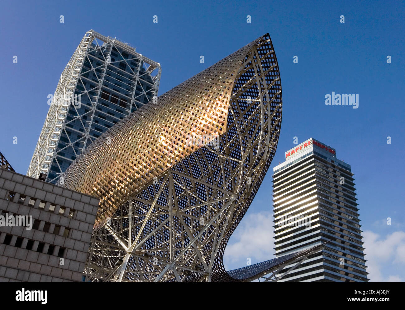 Fish Sculpture by Frank Gehry at the Olympic Village, Barcelona, Spain Stock Photo
