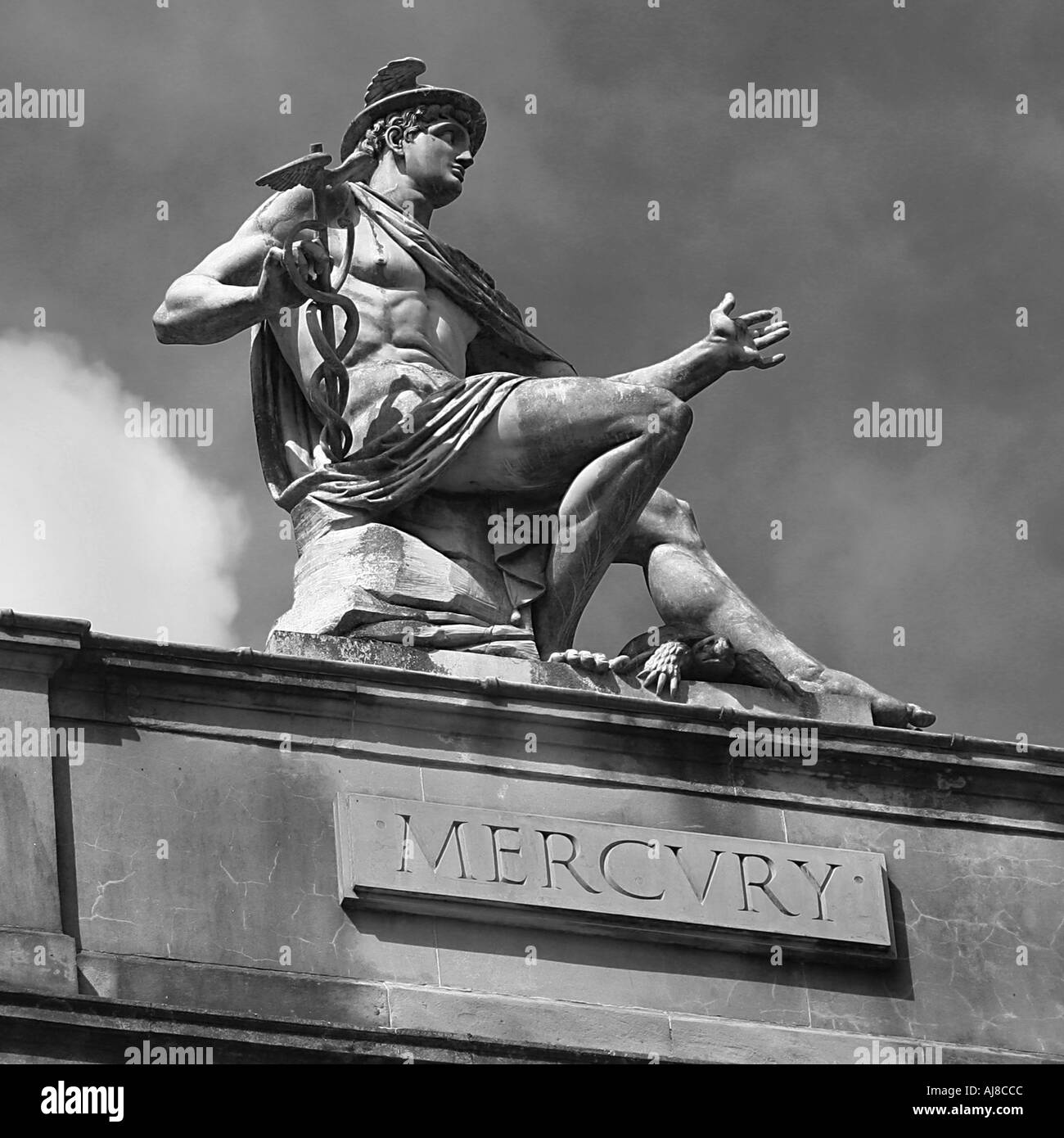 Sandy Stoddart sculpture of Mercury against sky Stock Photo