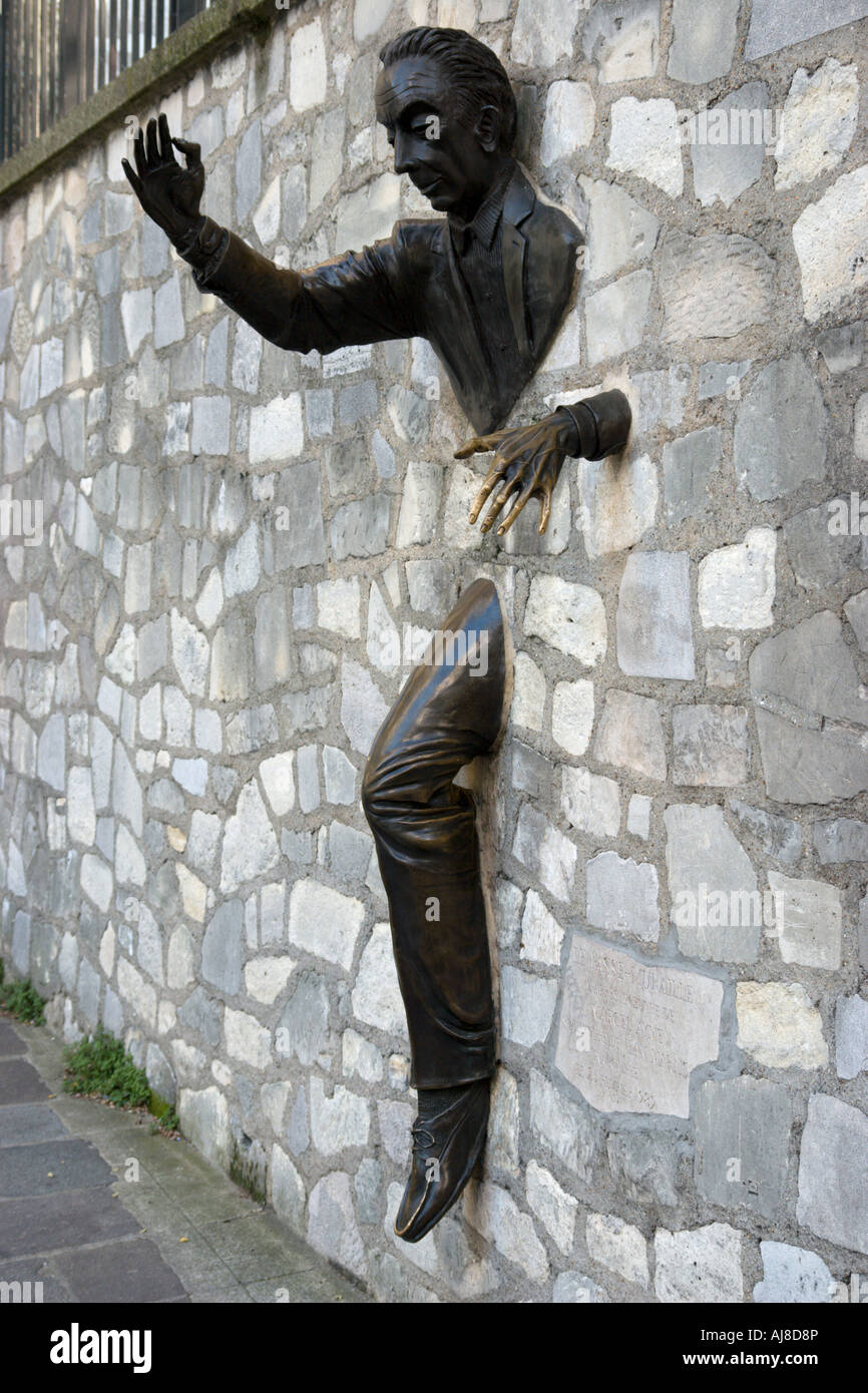 Monument to writer Marcel Ayme Montmartre Paris France Stock Photo