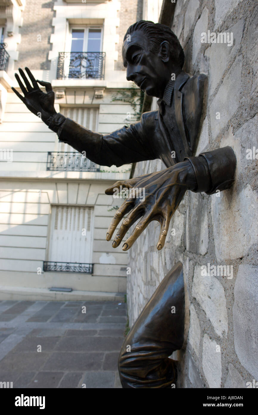 Monument to writer Marcel Ayme Montmartre Paris France Stock Photo