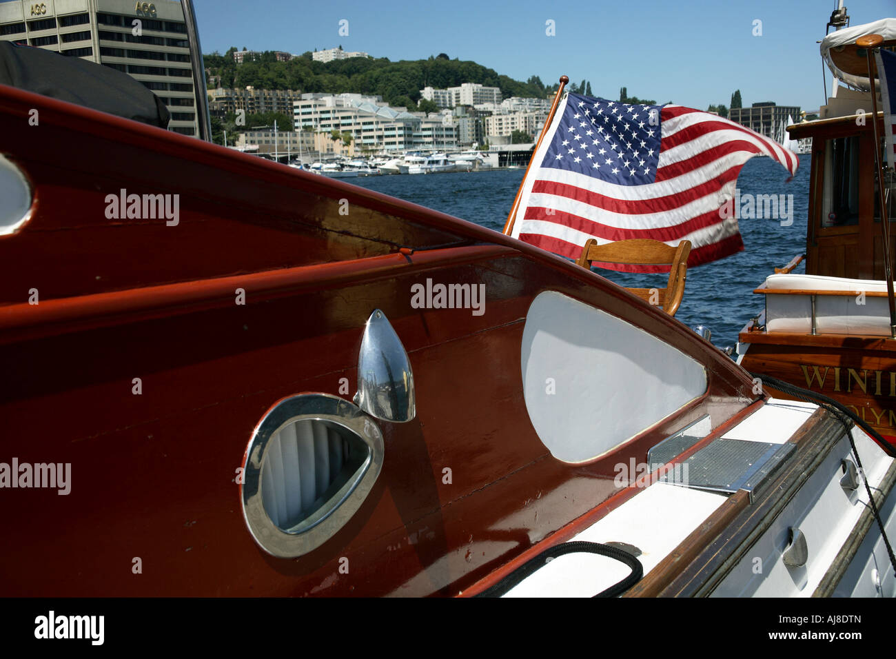 American Flag on Boat Stock Photo Alamy