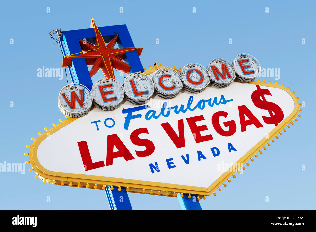 Las Vegas Welcome Road Sign Stock Photo