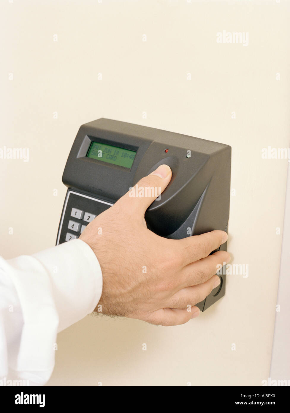 Businessman using biometric identification system Stock Photo Alamy