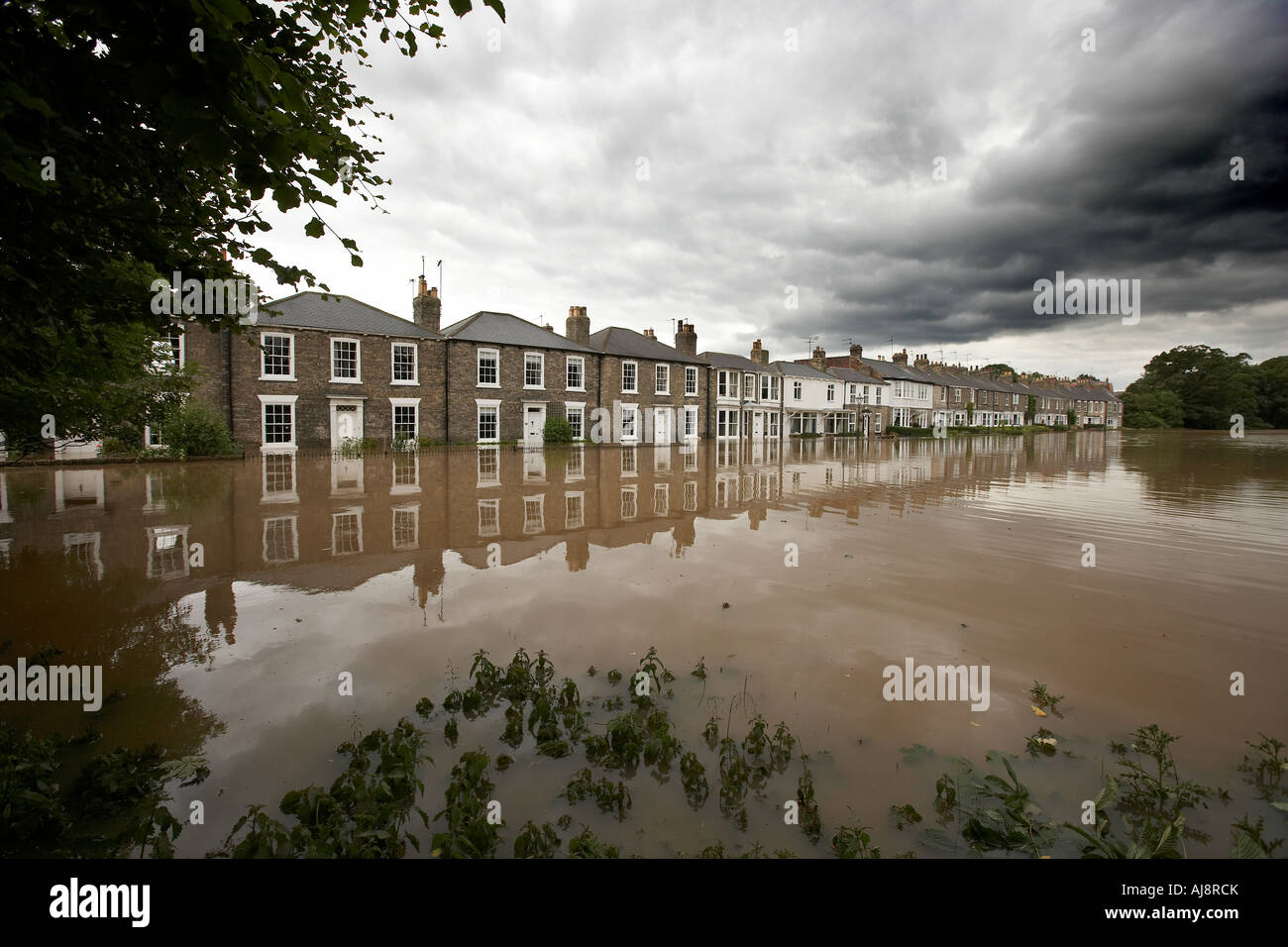 Edwardian and Victorian terrace houses flooded in Beverley East Yorkshire June 2007 Stock Photo