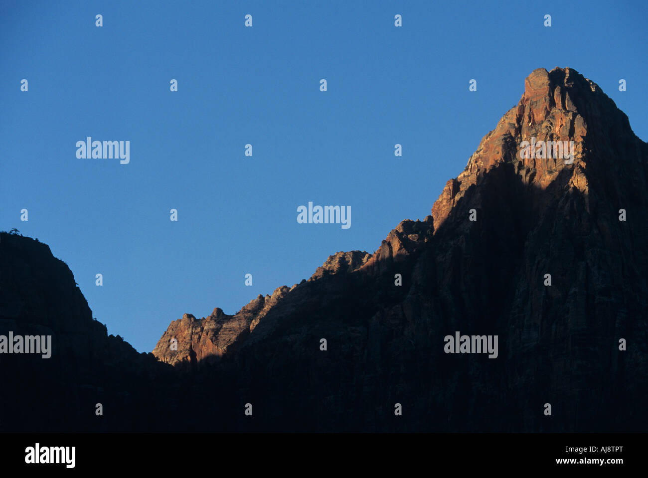USA Utah Zion National Park Steep mountain cliffs surrounding Zion ...