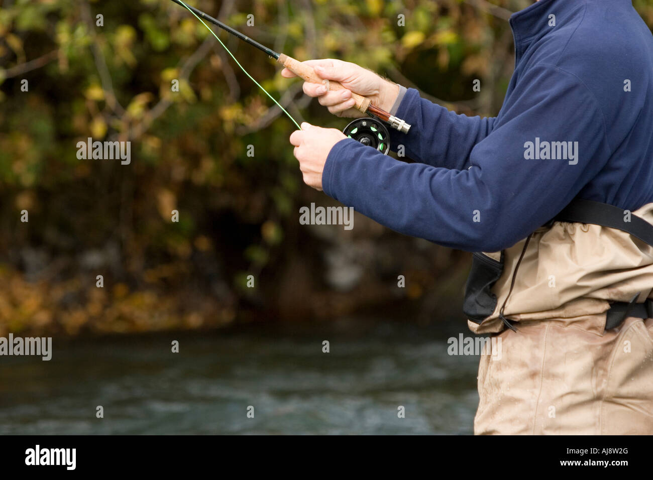 Fly fishing for steelhead trout Stock Photo Alamy