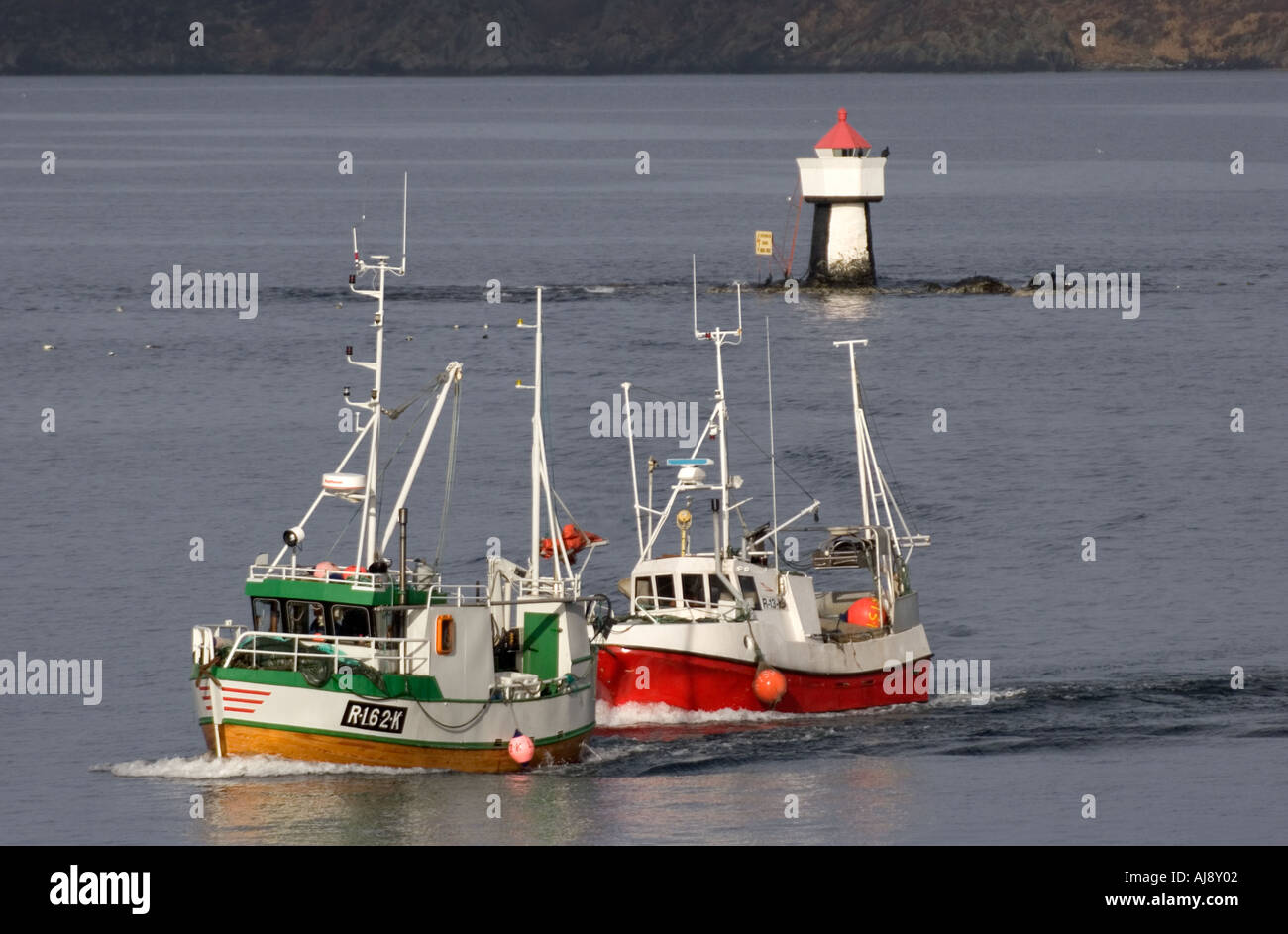 Local fishing boat in Karmsundet, close to the city of Haugesund, Norway. Stock Photo