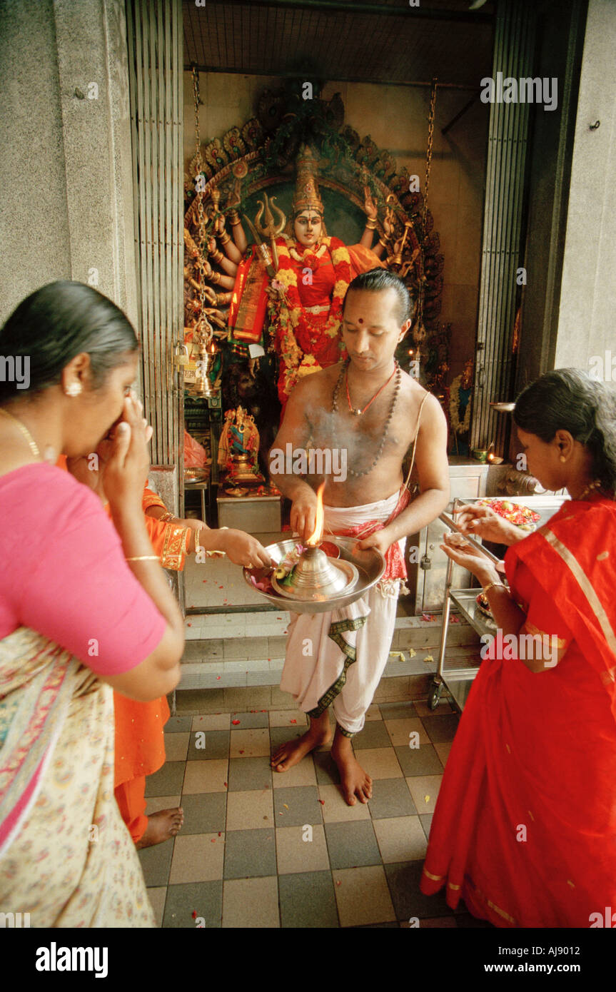 Hindu ritual at a temple in Goa Stock Photo