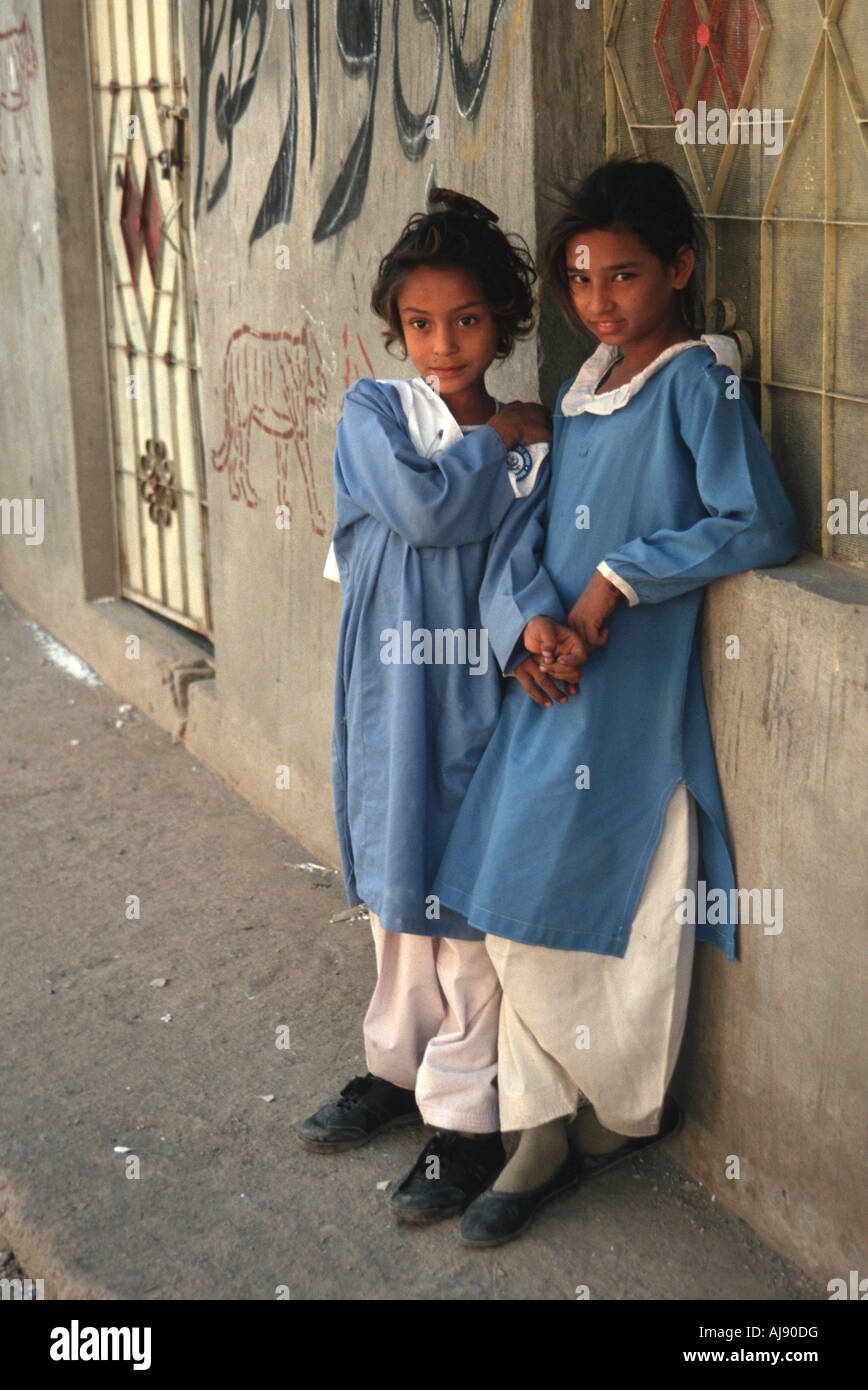 Shah Faisal's Mosque, Islamabad, Children in Courtyard, Pakistan Stock Photo