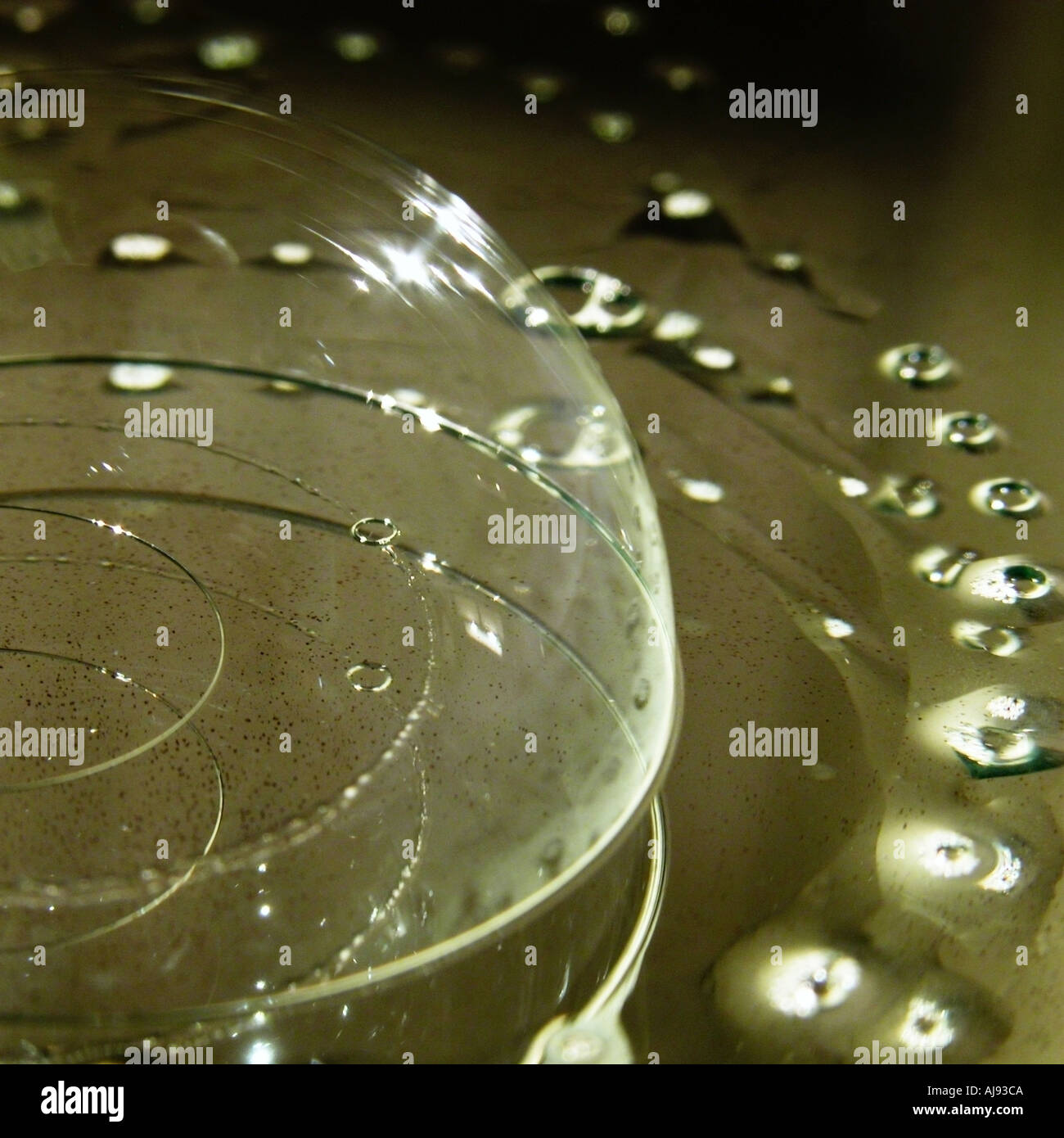 Soap bubbles on mirror close up Stock Photo