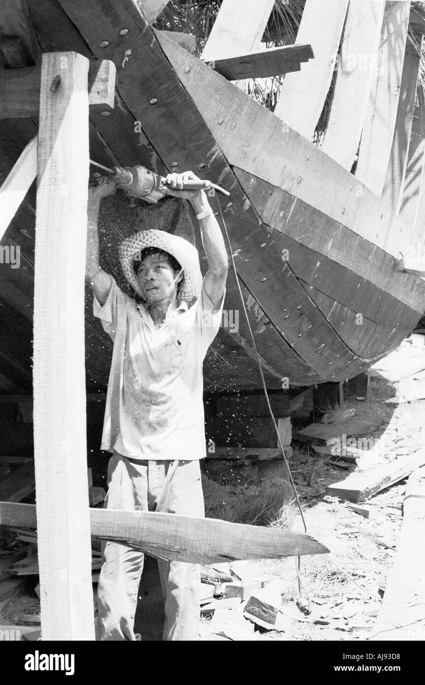 Boat builder Hoi An, Vietnam, South East Asia Stock Photo