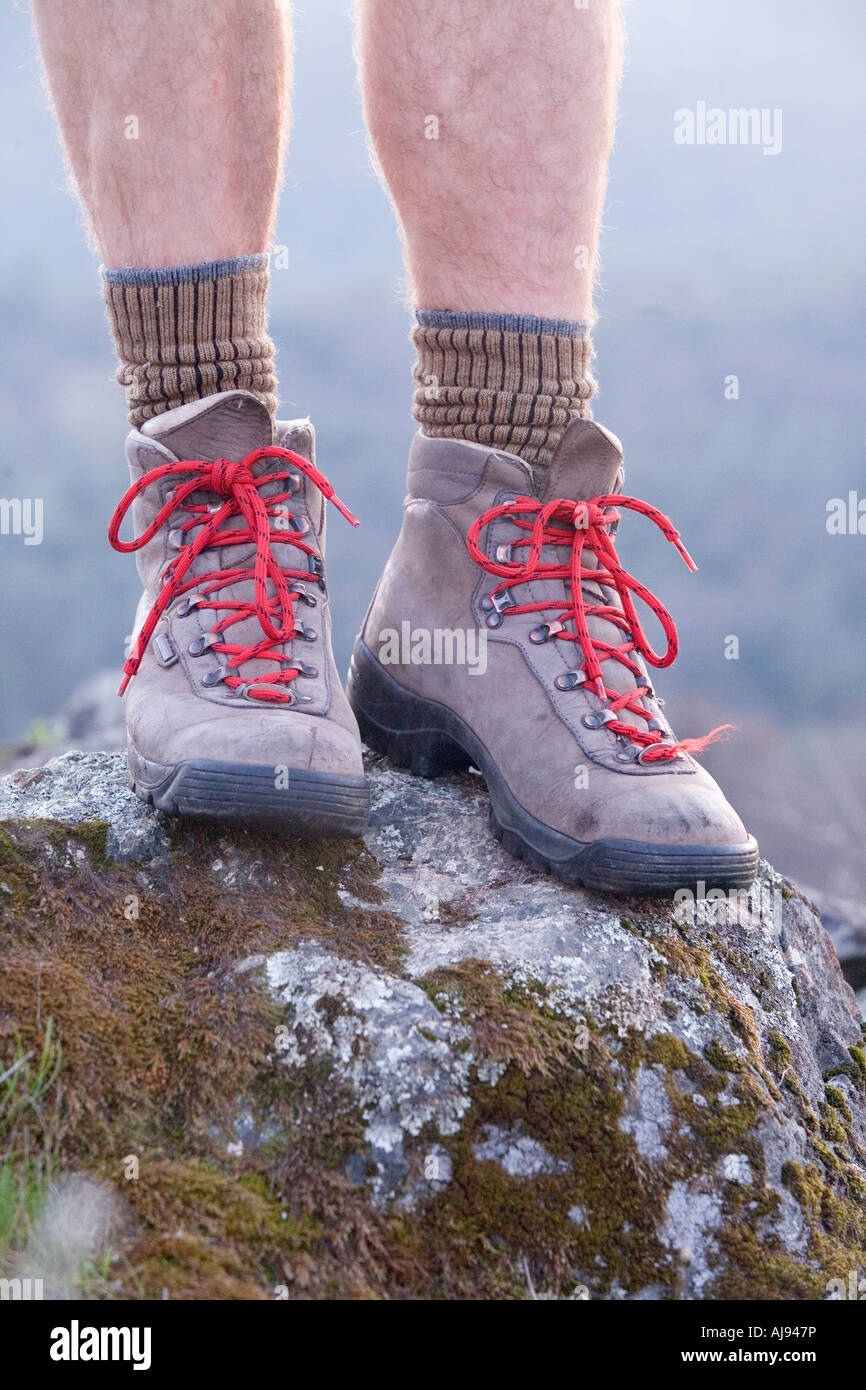 Hiking boots of man in California Stock Photo