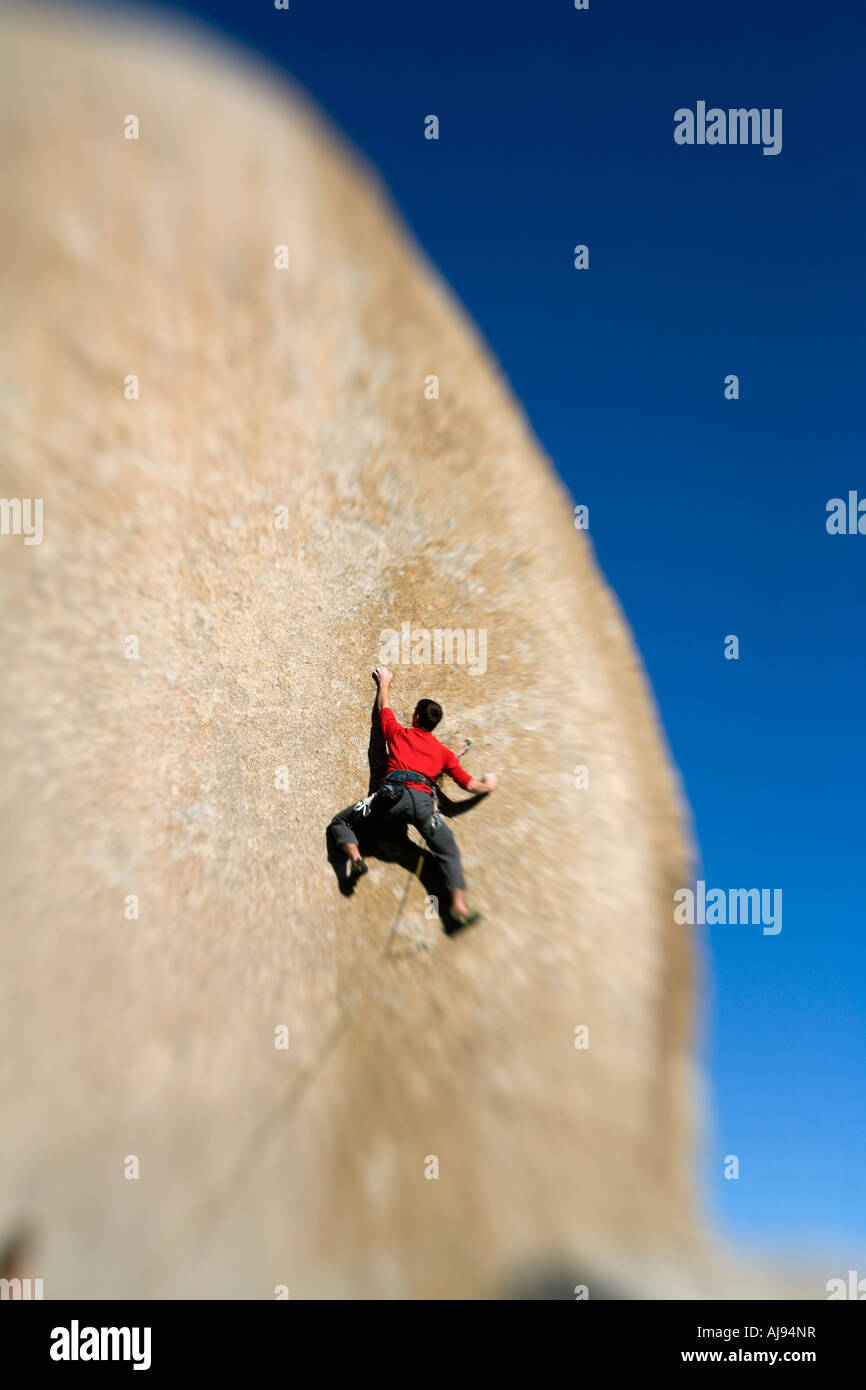 Male lead climbing on a boulder Stock Photo Alamy