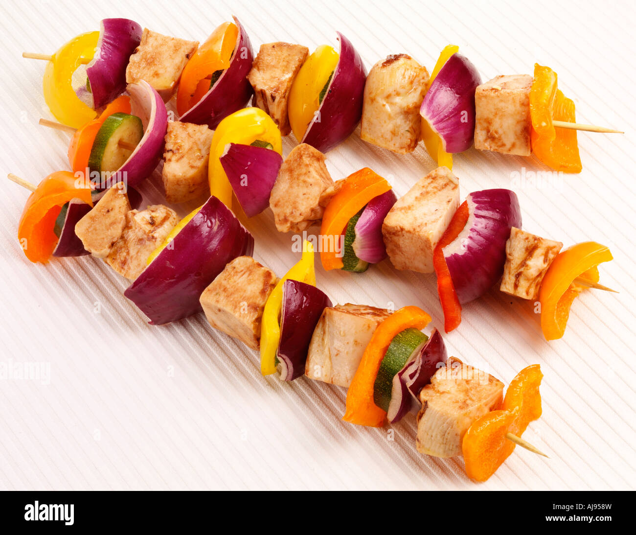 CHIICKEN AND ROAST VEGETABLE KEBABS CUT OUT Stock Photo Alamy