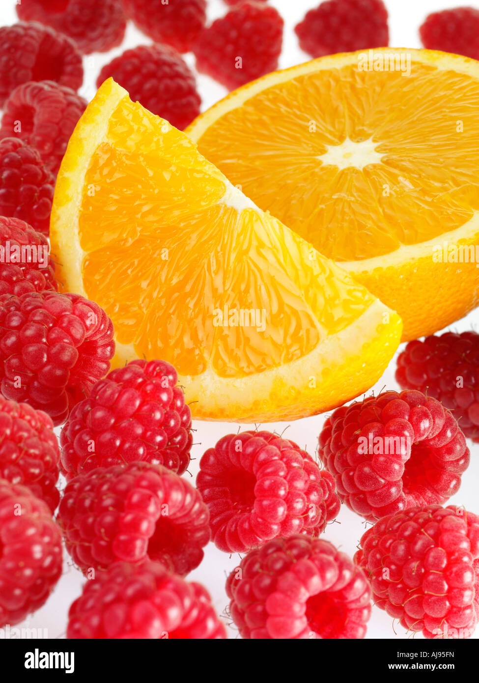 ORANGE AND RASPBERRIES Stock Photo Alamy