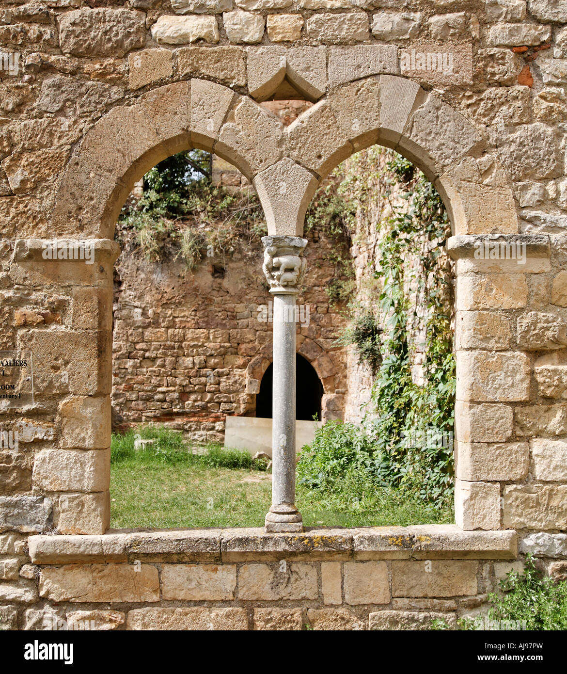 Arched Window Of The Room Of The Knights Bruniquel France Europe Stock Photo