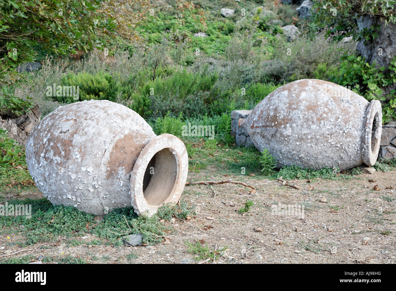 Large Pots Urns At The Ancient Town Of Paleopolis Samothraki Greek