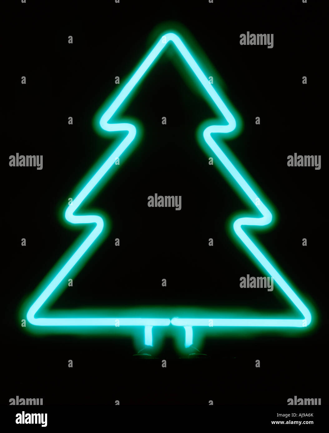 Neon Christmas Tree Stock Photo