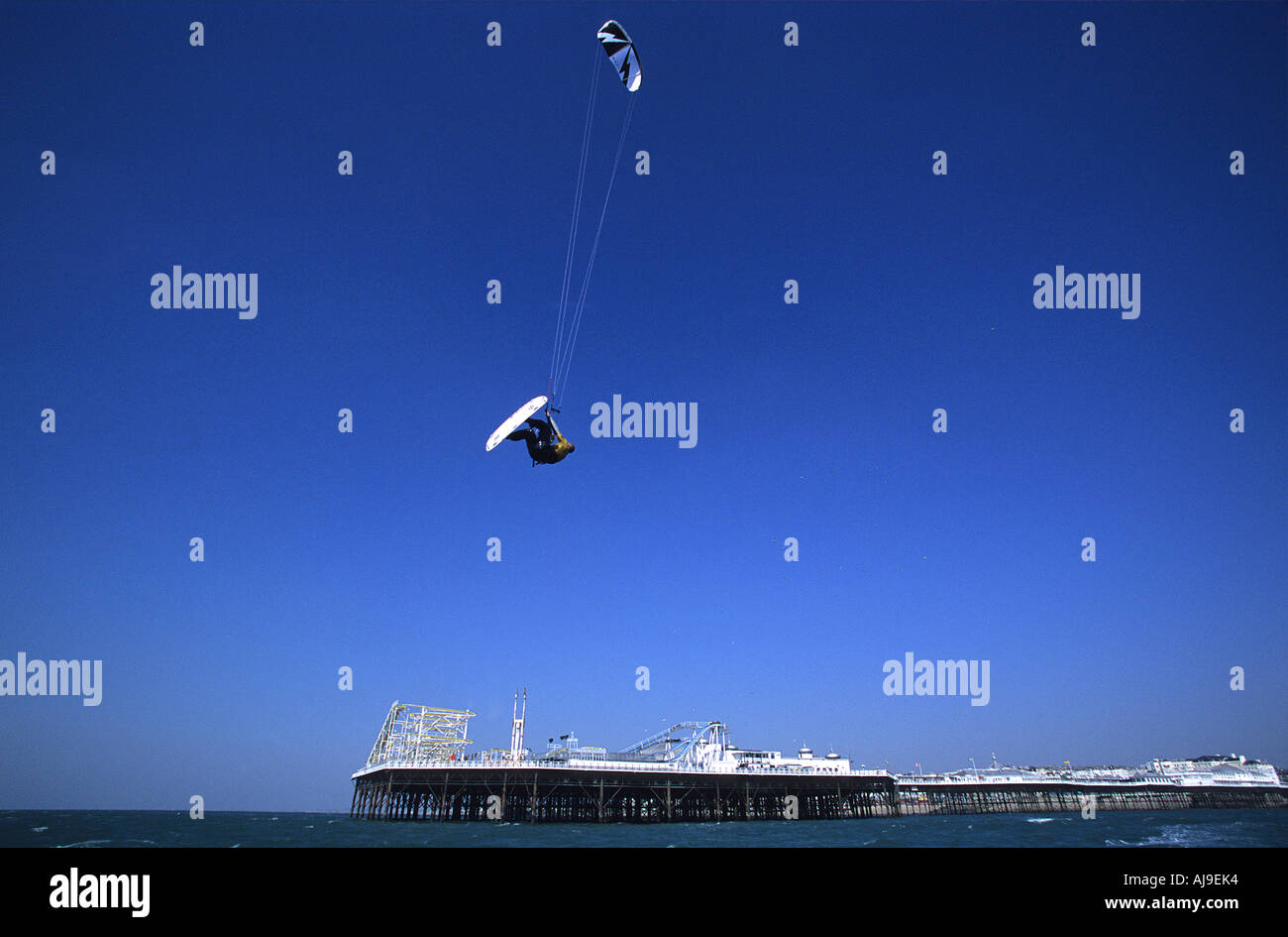 Jason Vurness boosts an air over Brighton Pier Stock Photo Alamy