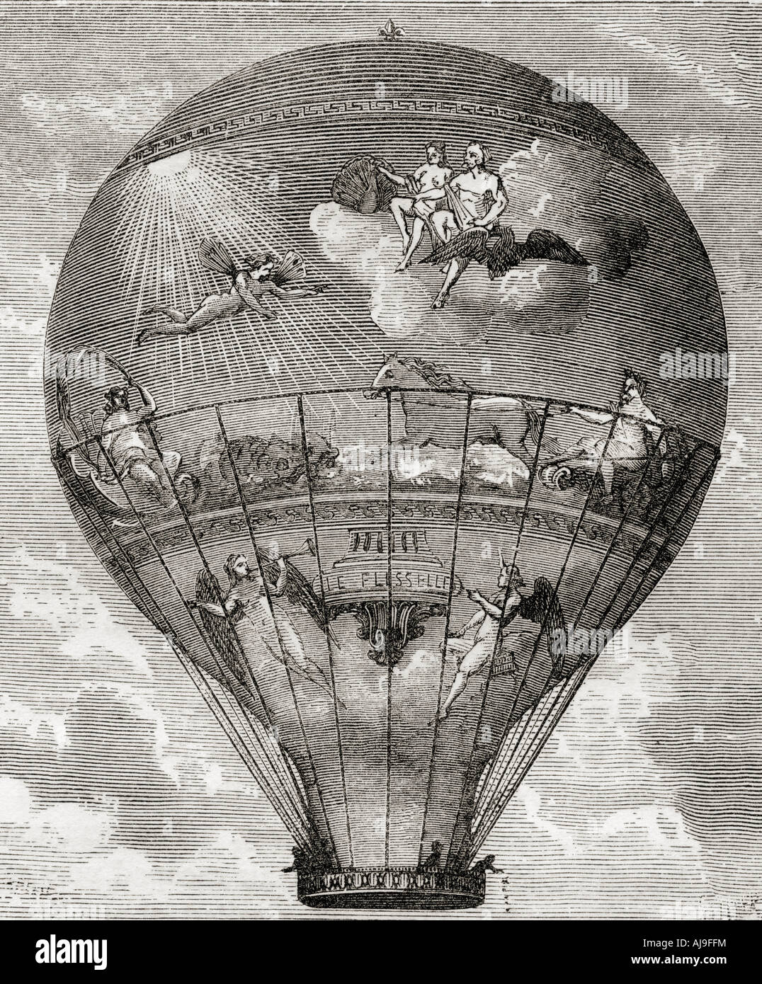 Le Flesselles balloon, Montgolfier brothers. Stock Photo
