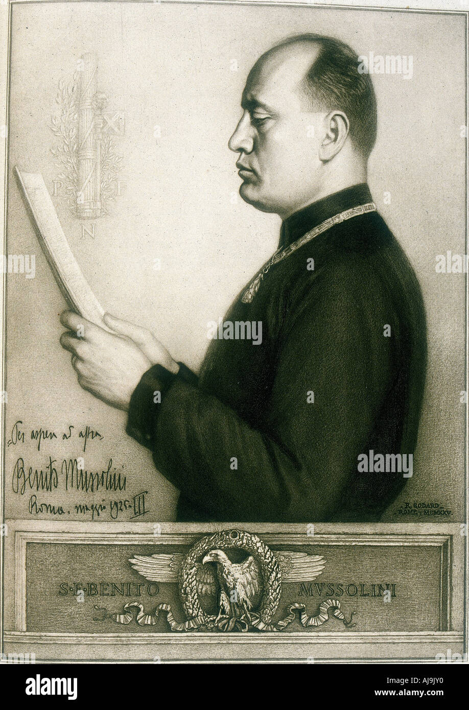 Benito Mussolini, 1925. Artist: Unknown Stock Photo