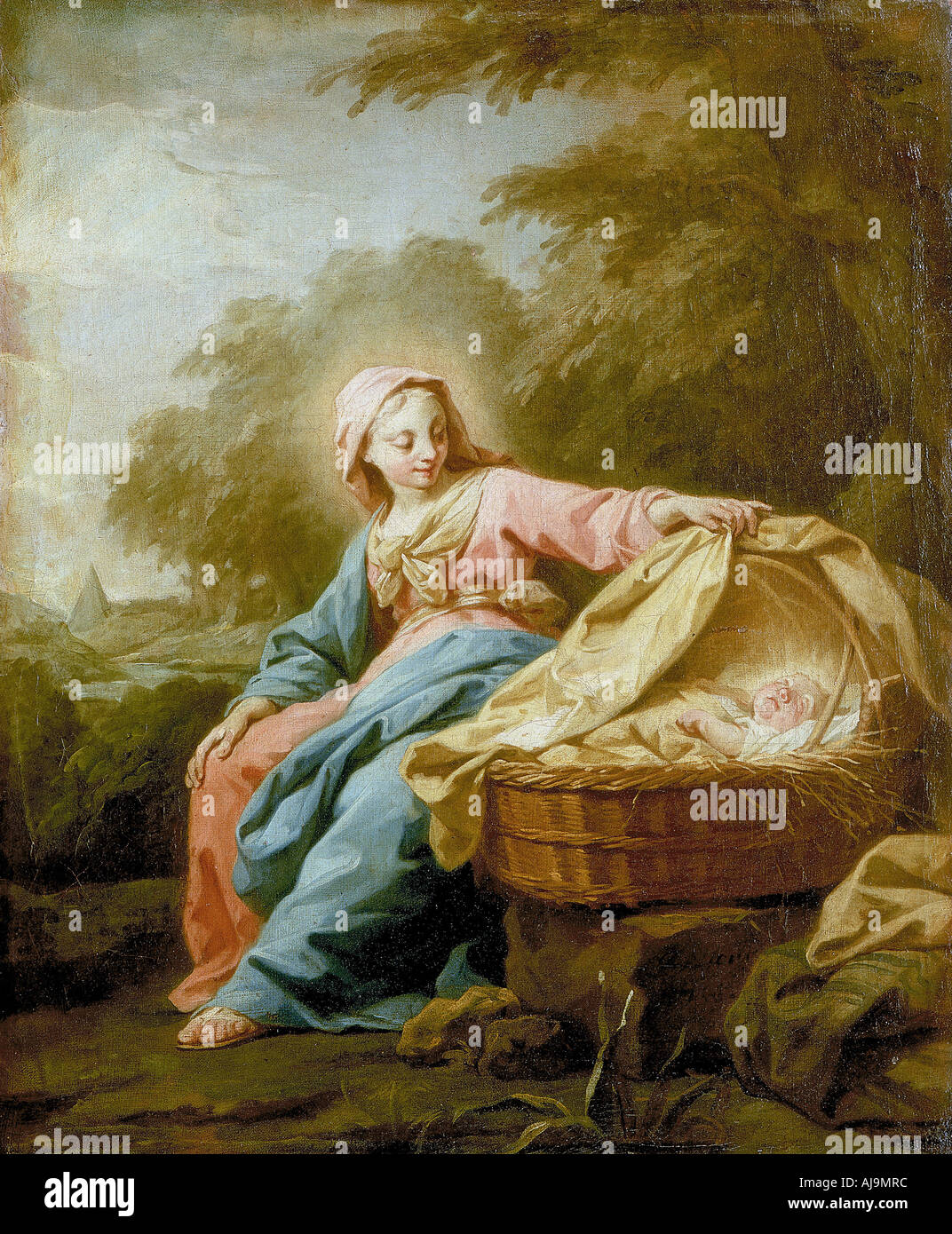 'Rest on the Flight into Egypt', 1756. Artist: Jean Bernard Restout Stock Photo