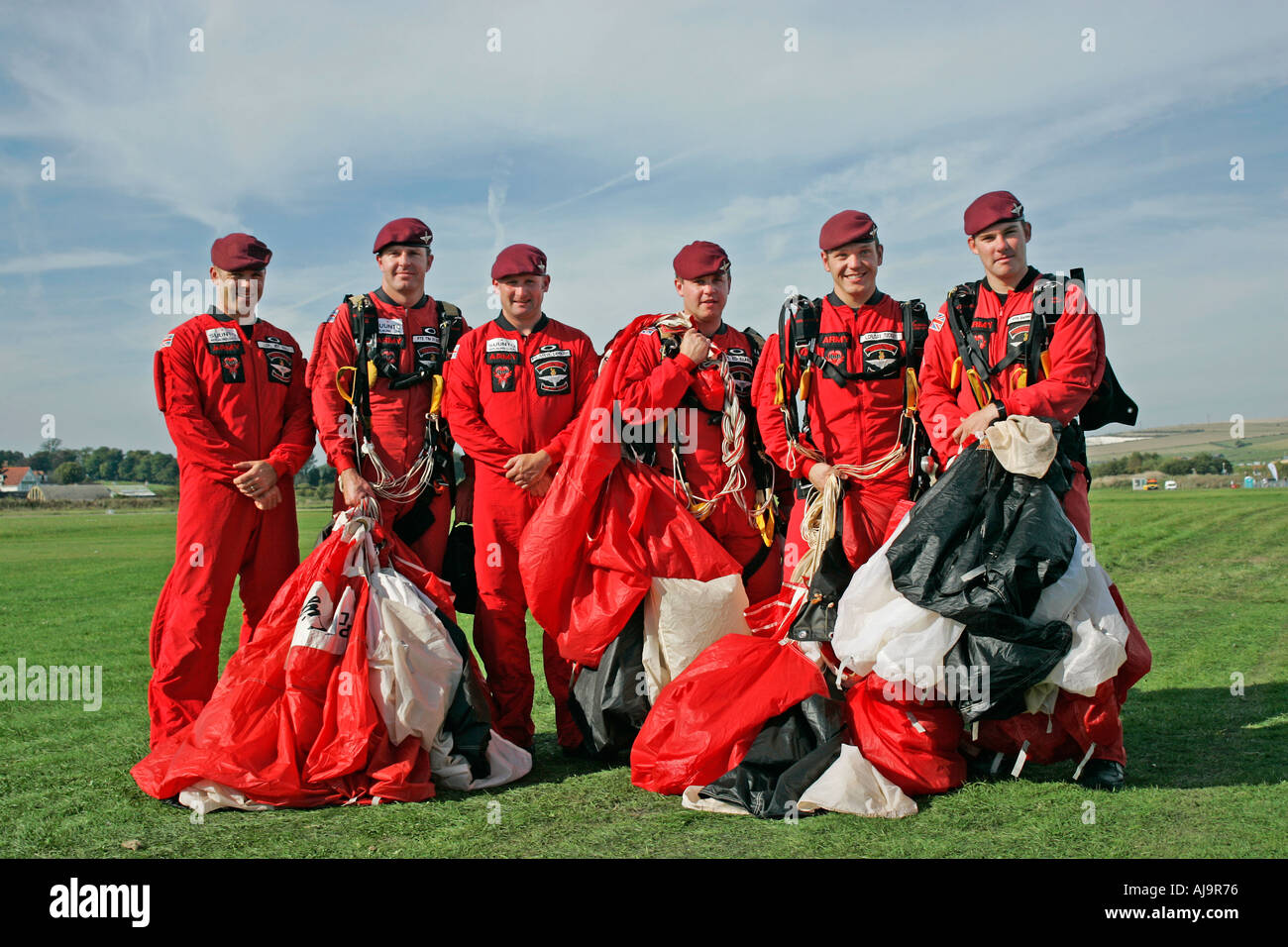 Six members of the Army Red Devils Parachute Display team Stock Photo -  Alamy