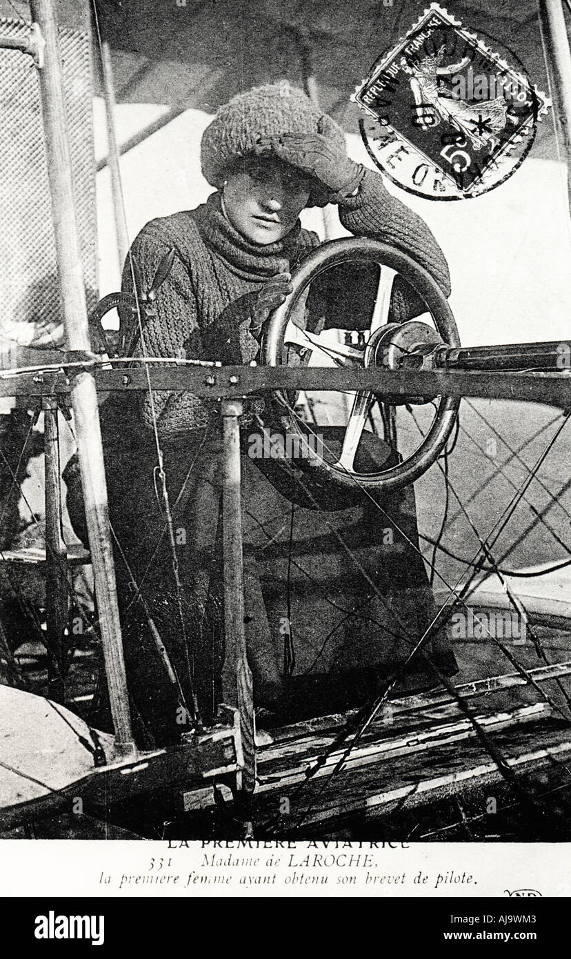 Baroness Raymonde Delaroche, French aviator, 1909. Artist: Unknown Stock Photo