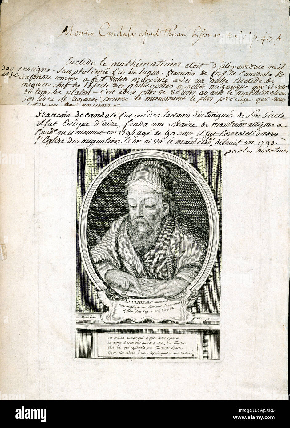 Euclid, Greek mathematician, 1740. Artist: Unknown Stock Photo