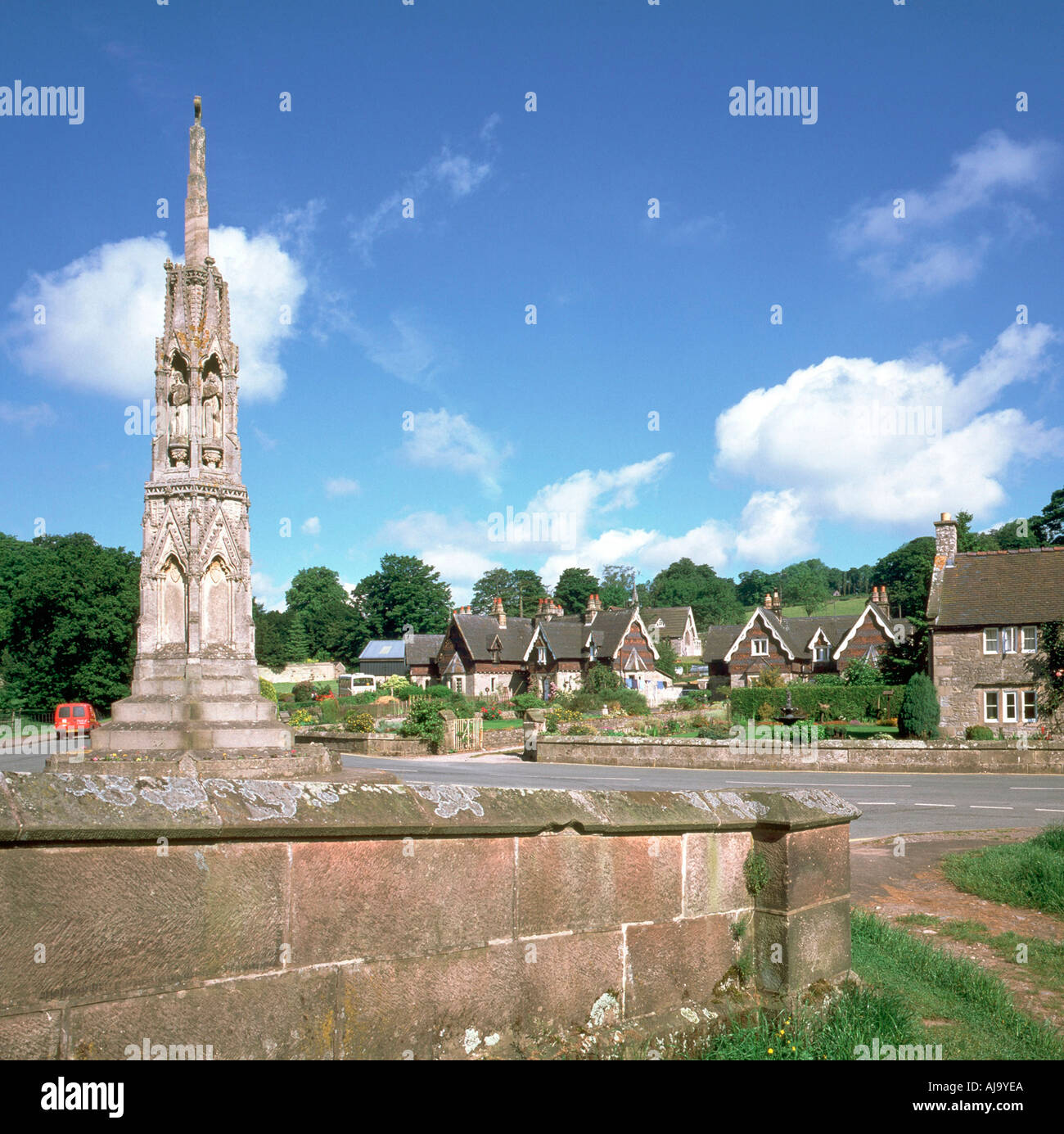 Estate cottages, Ilam, Derbyshire, Peak District, England, UK, Europe