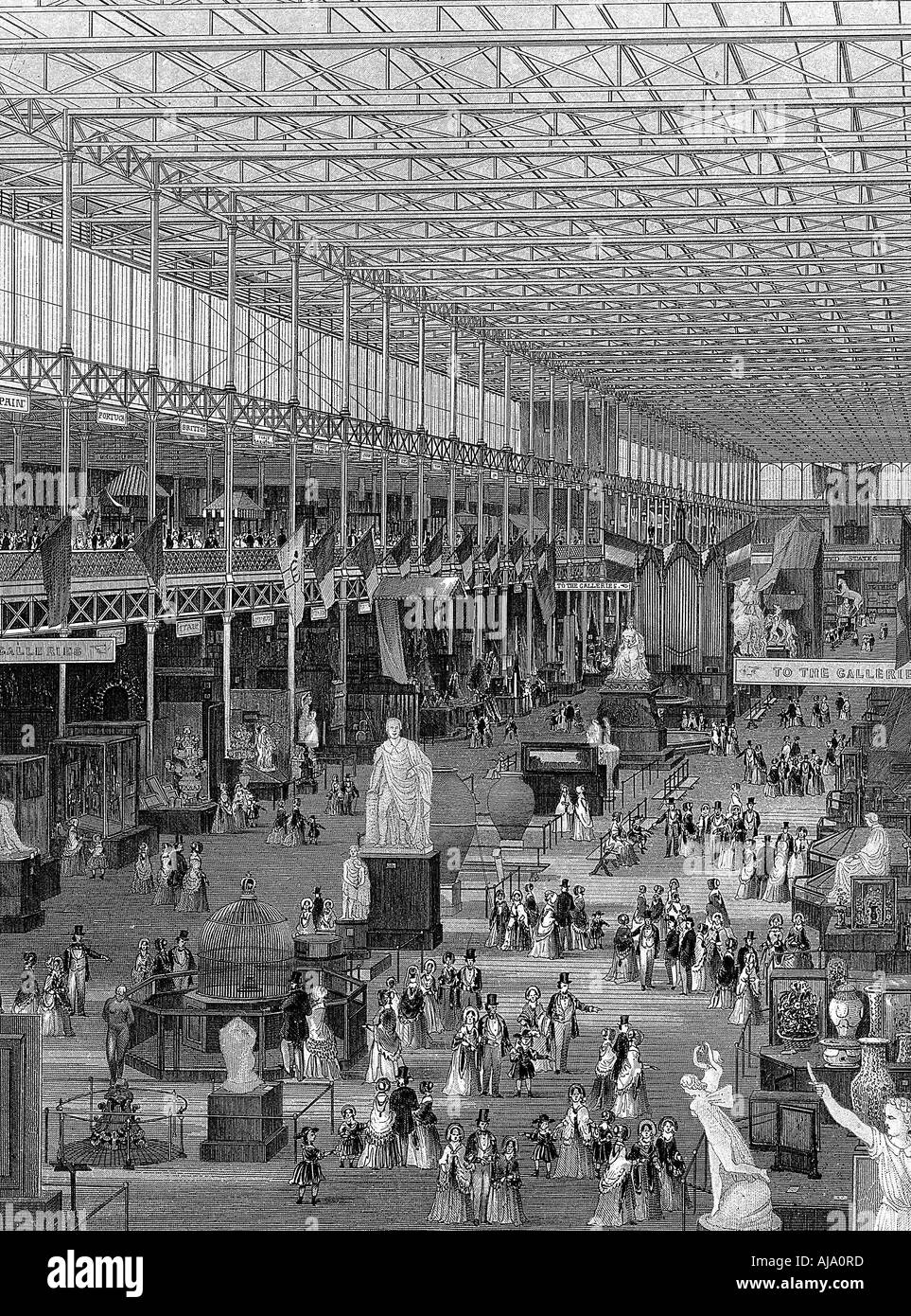 Great Exhibition in the Crystal Palace, Hyde Park, London, 1851. Artist: Unknown Stock Photo