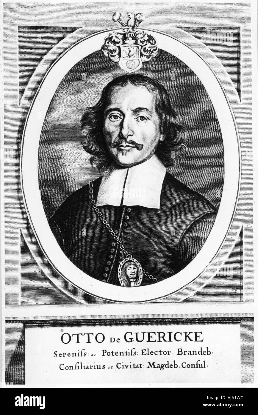 Otto von Guericke, German inventor, engineer and physicist, 1672. Artist: Unknown Stock Photo