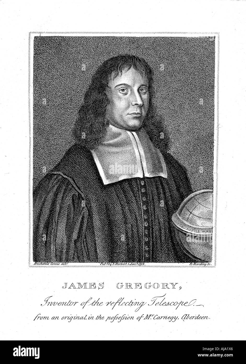 James Gregory, 17th century Scottish mathematician and astronomer. Artist: Unknown Stock Photo