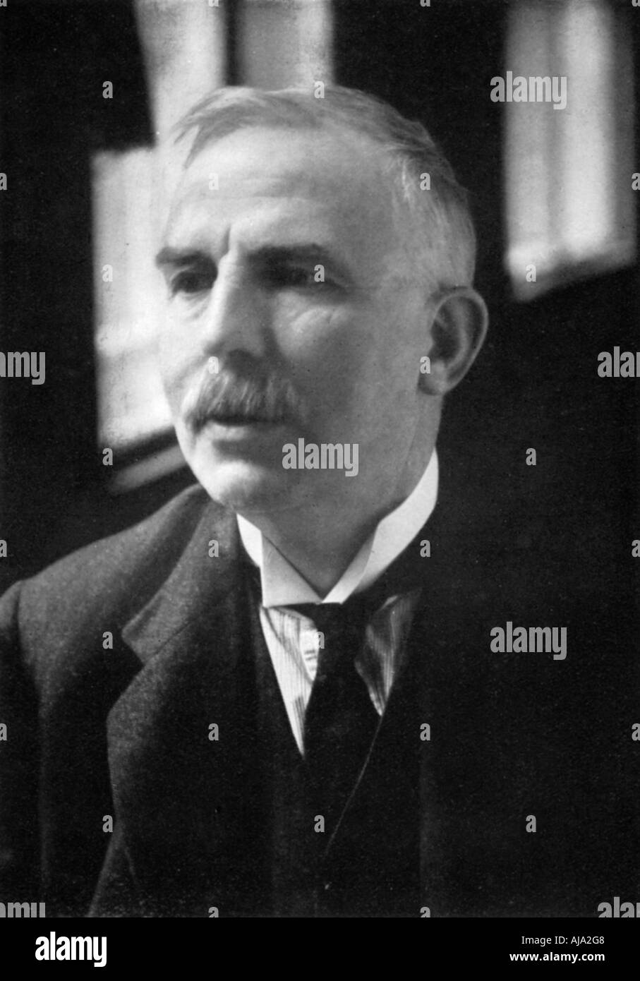 Ernest Rutherford (1871-1937), Nobel prize-winning atomic physicist, c1908. Artist: Unknown Stock Photo