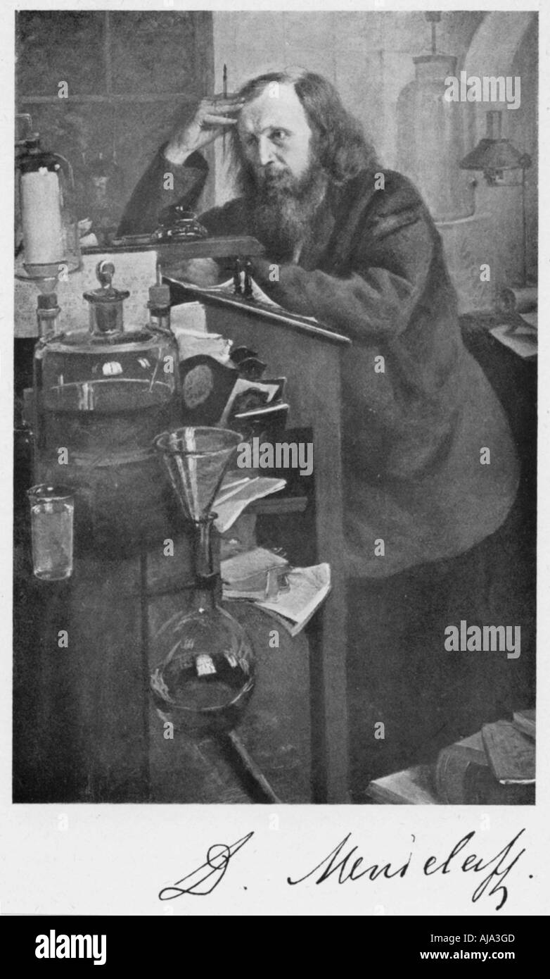 Dmitiri Ivanovich Mendeleyev (1834-1907), Russian chemist, c1900s. Artist: Unknown Stock Photo