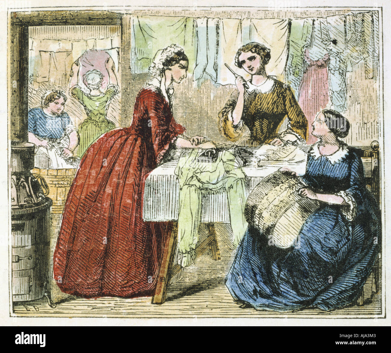 Ironing room in a laundry, 1867. Artist Unknown Stock Photo Alamy