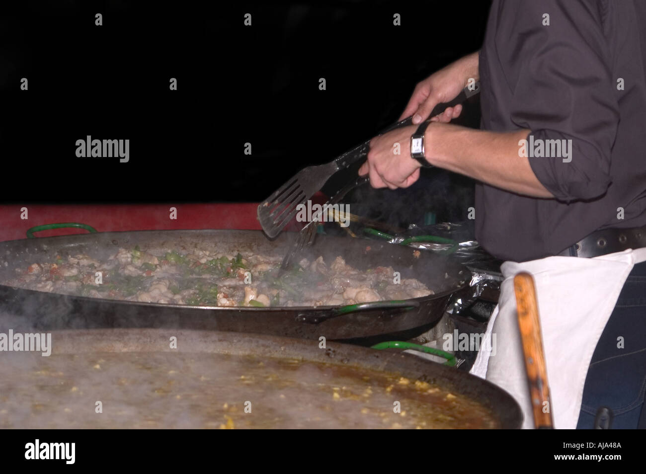 Paella being Prepared Stock Photo