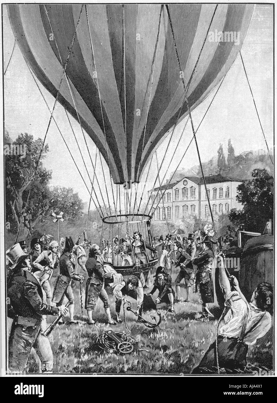 Joseph Louis Gay-Lussac making a balloon ascent from Paris, 14 September 1804 (1910). Artist: Unknown Stock Photo