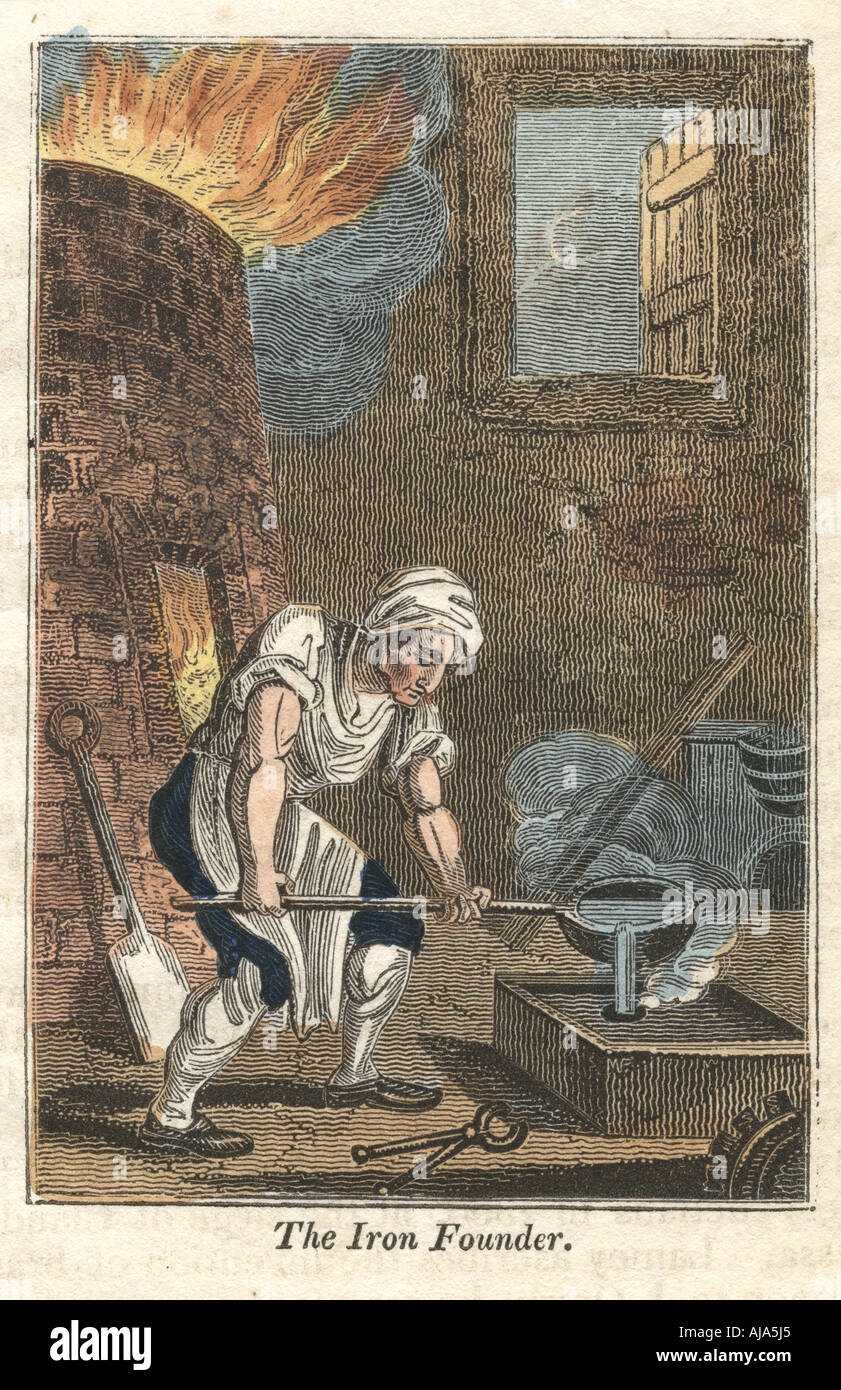 Iron First Founding 'The Iron Founder', Rotherham, Yorkshire, 1821. Artist: Anon Stock ...