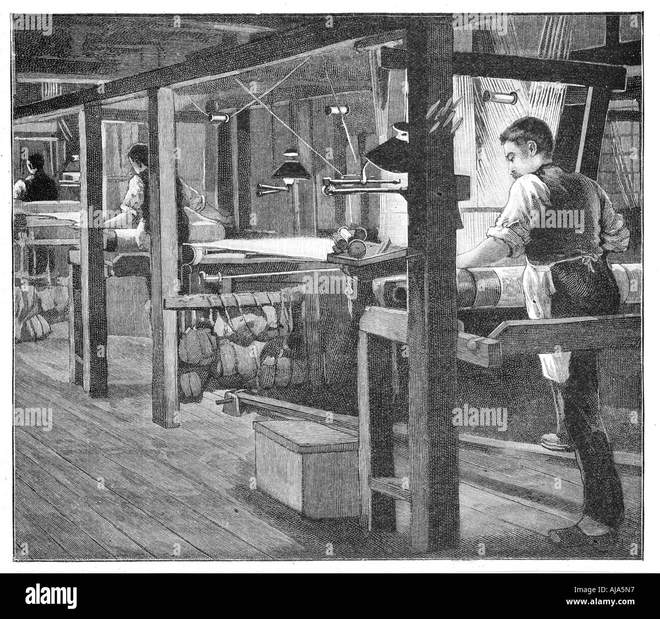 Spitalfields silk weavers, 1893. Artist: Anon Stock Photo